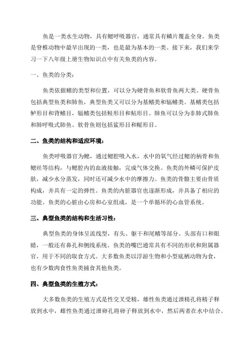 鱼八年级上册生物知识点第7集