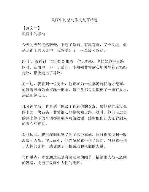 风雨中的感动作文九篇精选