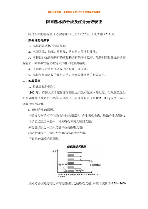 阿司匹林的合成及红外光谱表征-综合化学实验