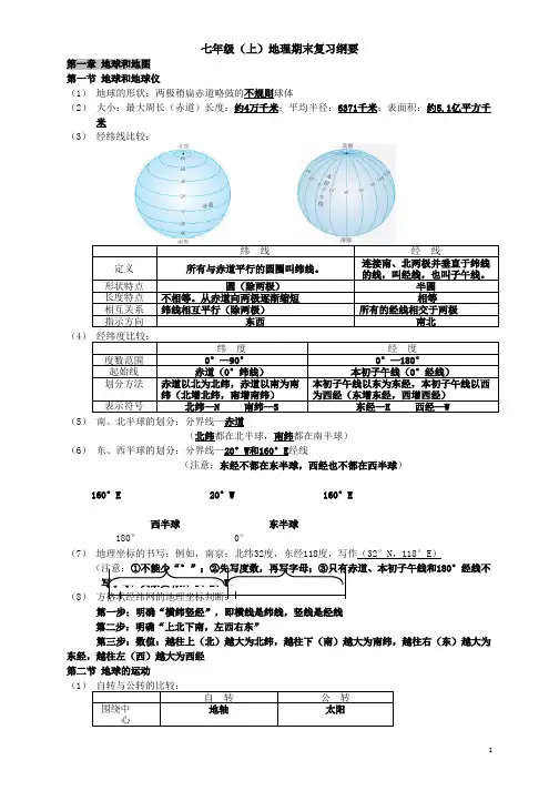 人教版七年级上册地理复习提纲 2
