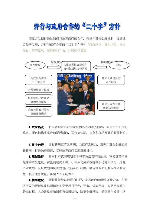 开行与政府合作的“二十字”方针及部分案例整合-推荐下载