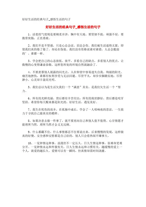 好好生活的经典句子_感悟生活的句子
