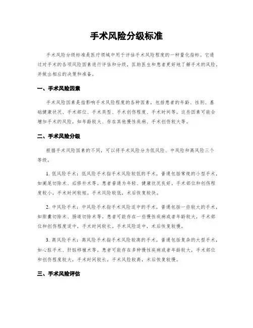手术风险分级标准