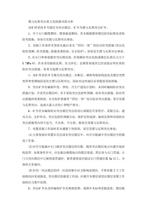 煤与瓦斯突出重大危险源风险分析