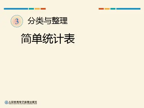 新人教版小学一年级数学下册：简单统计表教学课件PPT