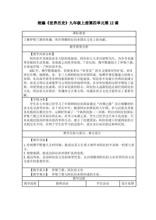 (部编)人教历史九年级上册《第四单元 封建时代的亚洲国家 第12课 阿拉伯帝国》_5