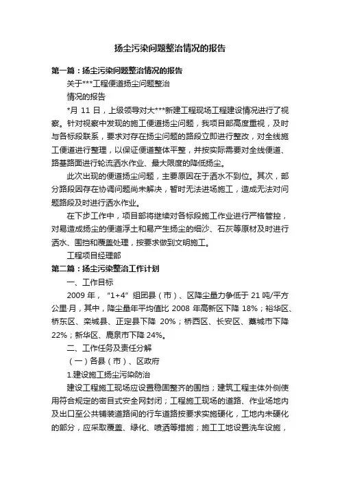 扬尘污染问题整治情况的报告