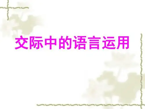 交际中的语言运用