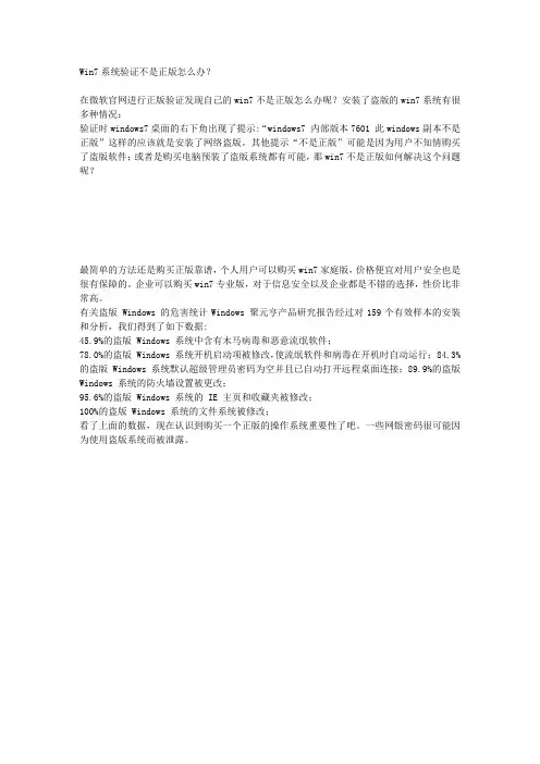 WIN7不是正版怎么办