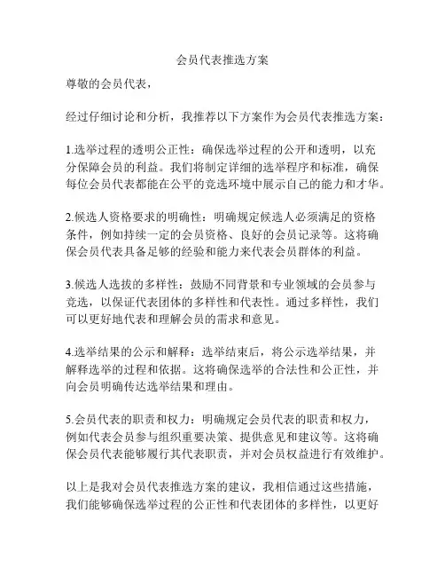 会员代表推选方案