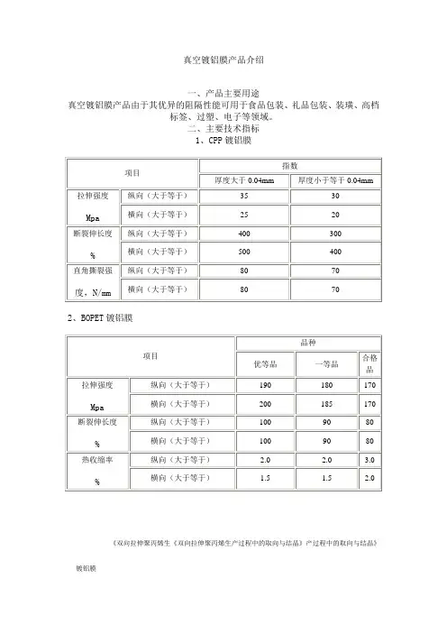 真空镀铝膜产品介绍(DOC36页)