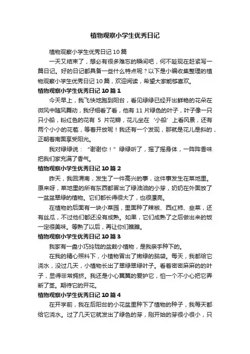 植物观察小学生优秀日记10篇