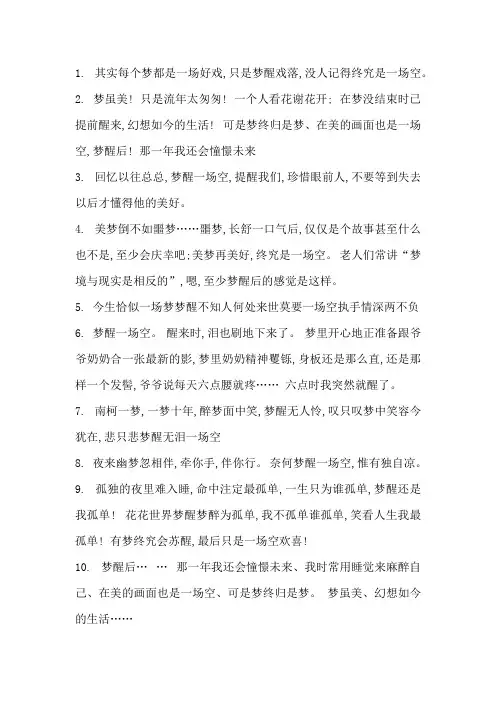 形容大梦一场空的句子
