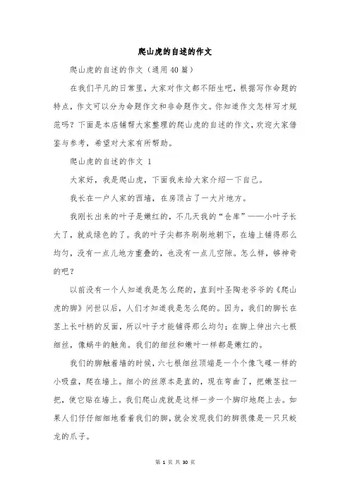 爬山虎的自述的作文