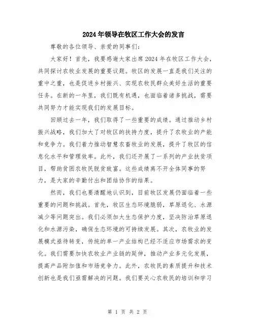 2024年领导在牧区工作大会的发言