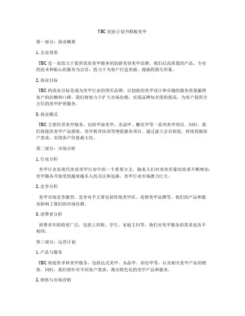 YBC创业计划书模板美甲