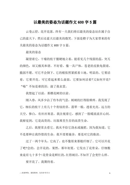以最美的姿态为话题作文600字5篇