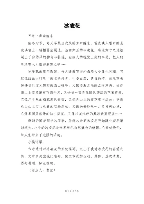 冰凌花_四年级作文_1