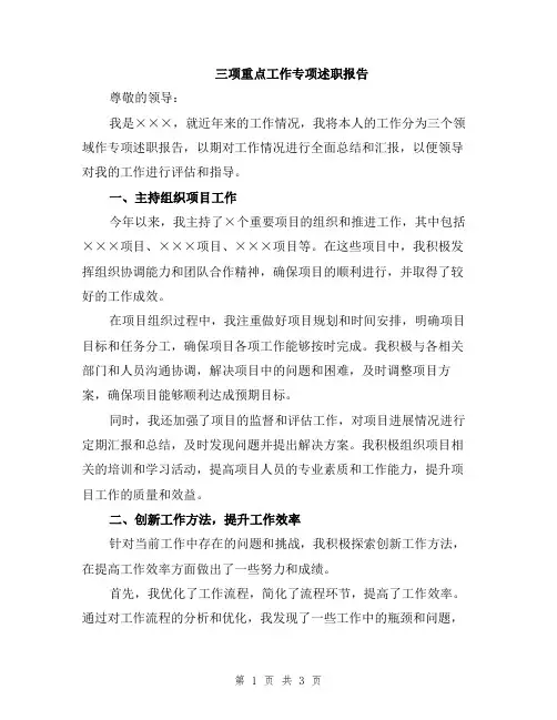三项重点工作专项述职报告