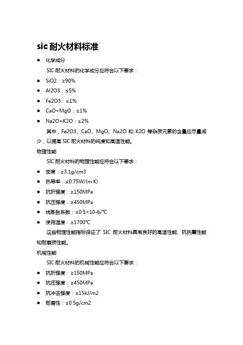 sic耐火材料标准