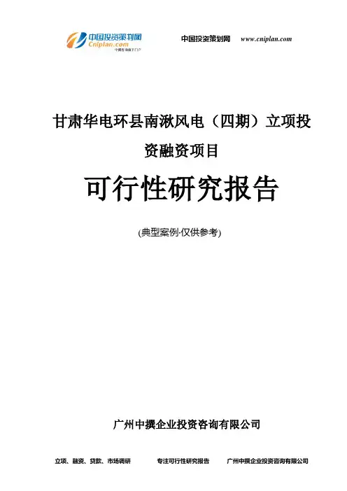 甘肃华电环县南湫风电(四期)融资投资立项项目可行性研究报告(中撰咨询)