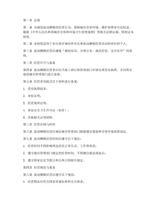 流动摊贩管理制度模板