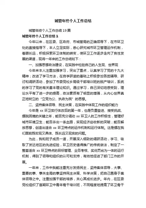 城管年终个人工作总结19篇