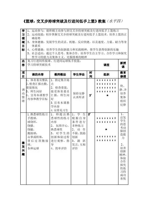 交叉步持球突破及行进间低手上篮