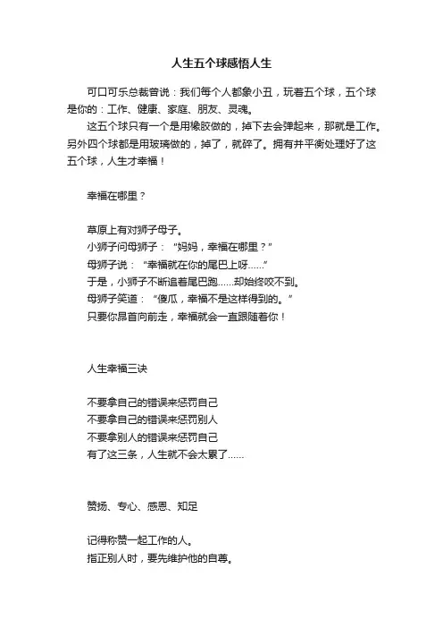 人生五个球感悟人生