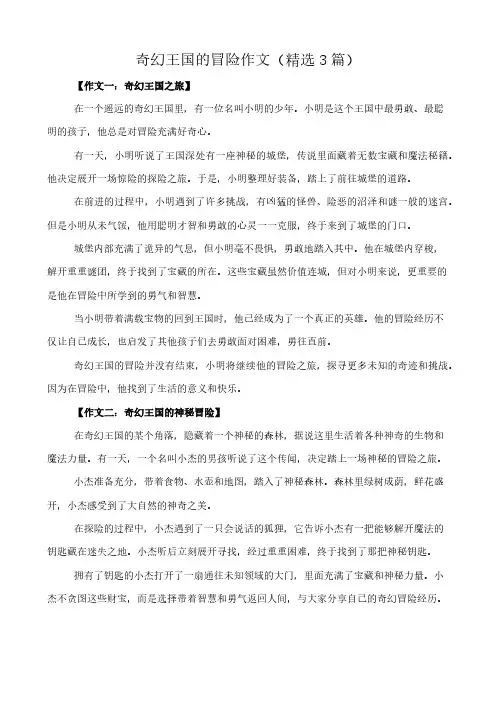 奇幻王国的冒险 作文(精选3篇)