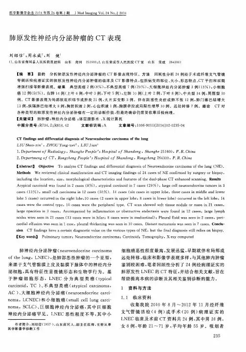 肺原发性神经内分泌肿瘤的CT表现
