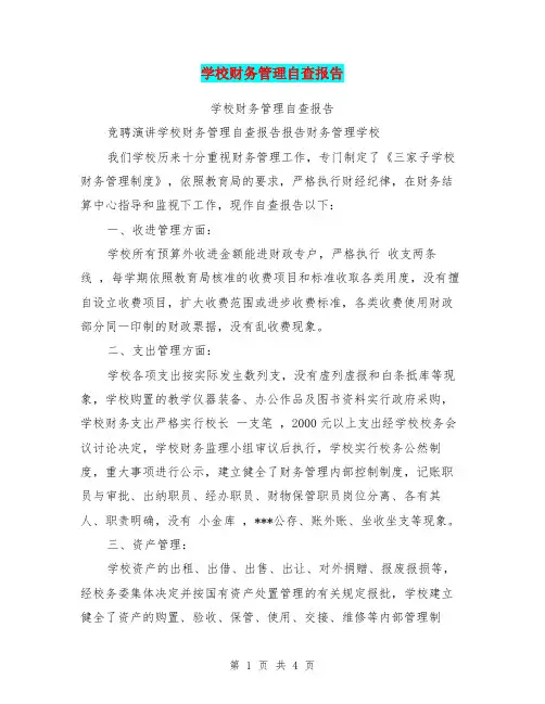 学校财务管理自查报告