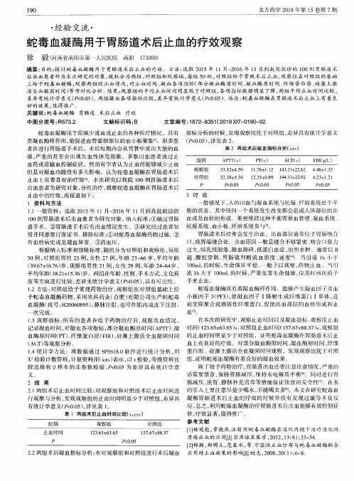 蛇毒血凝酶用于胃肠道术后止血的疗效观察
