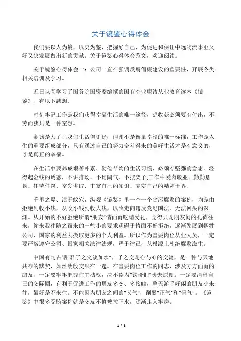 关于镜鉴心得体会