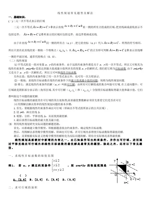 线性规划常见题型及解法 均值不等式(含答案)