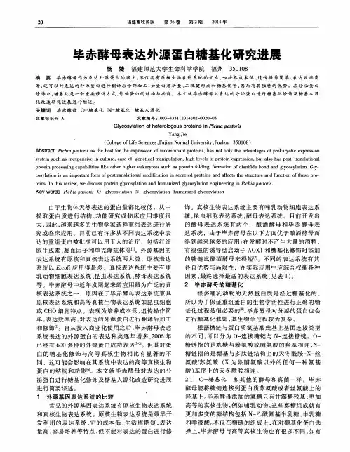 毕赤酵母表达外源蛋白糖基化研究进展