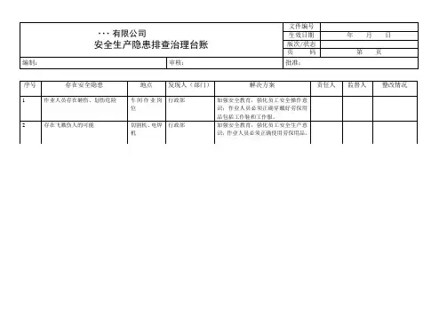 (完整word版)安全生产隐患排查治理台帐