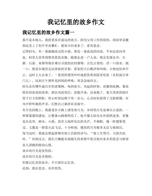 我记忆里的故乡作文