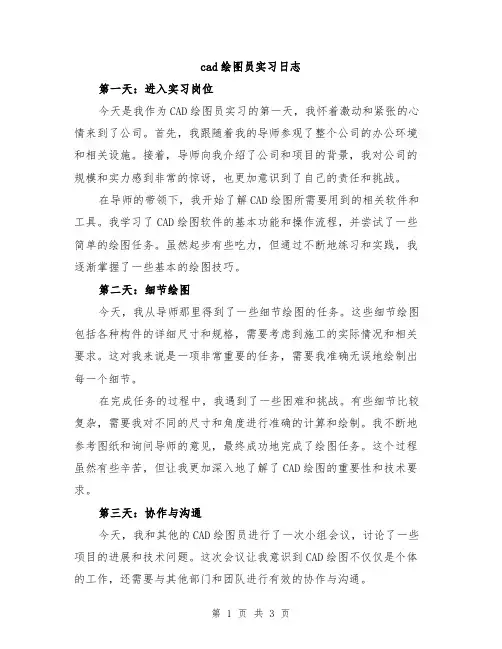 cad绘图员实习日志