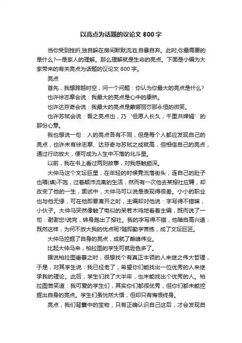 以亮点为话题的议论文800字