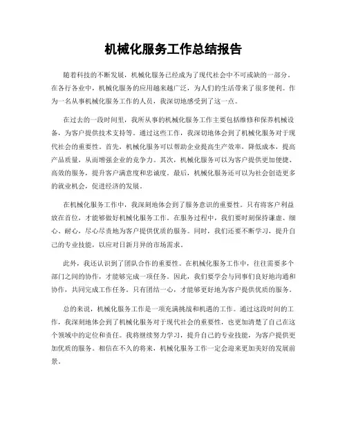 机械化服务工作总结报告