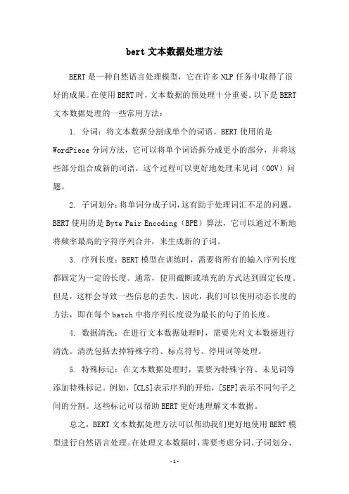 bert文本数据处理方法
