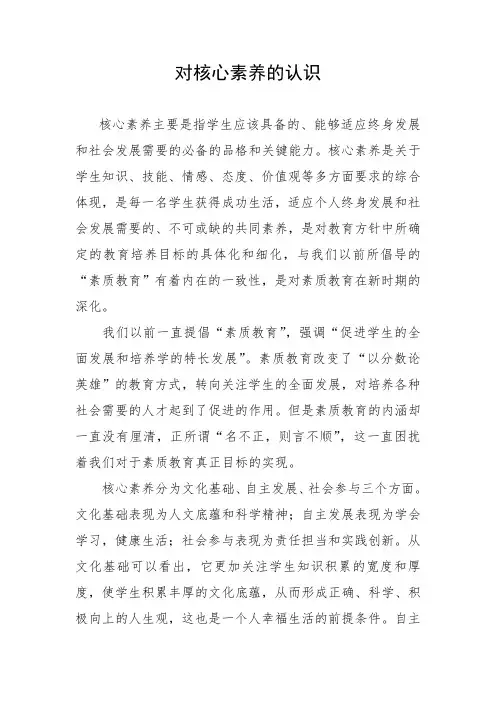 对核心素养的理解