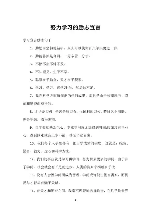努力学习的励志宣言