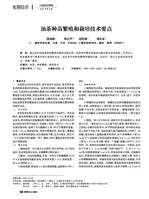 油茶种苗繁殖和栽培技术要点