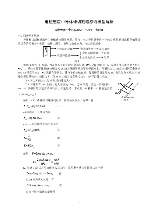 电磁感应中导体棒切割磁感线模型解析