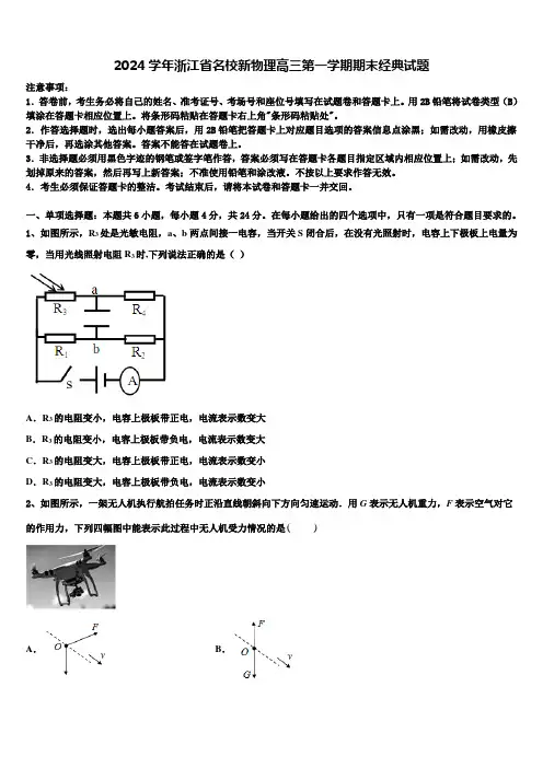 2024学年浙江省名校新物理高三第一学期期末经典试题含解析