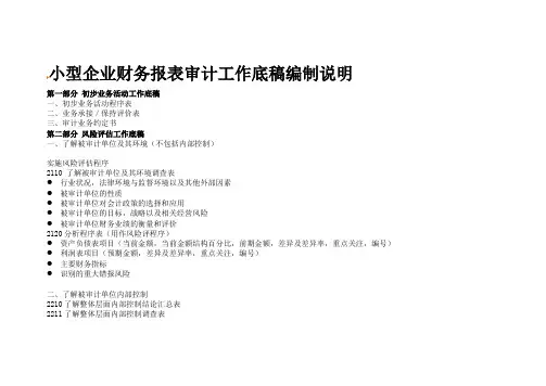 小型企业财务报表审计工作底稿编制指南