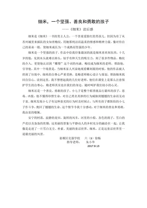 细米,一个坚强、善良和勇敢的孩子