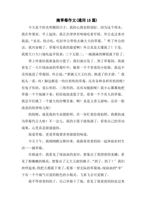 摘草莓作文(通用15篇)精编